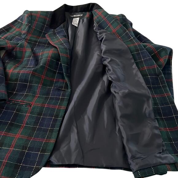 Sag Harbor Vintage Plaid Suit Jacket Blazer Metallic Holiday Woman Size 8 - Picture 7 of 12
